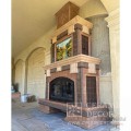 Облицовка камина из кирпича изразцами Ар-Деко с панно ручной росписи