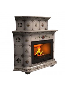 Изразцовый камин Прованс угловой двухъярусный Роспись