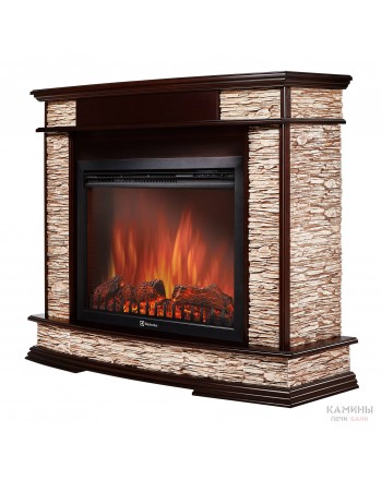 Каминокомплект: Очаг Electrolux EFP/P-3020LS, портал Scala 30 сланец скалистый бурый, шпон тёмный дуб
