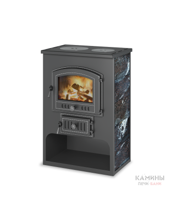 Печь-Камин ВЕЗУВИЙ ПК-03 (224) с плитой "Везувий В3", амфиболит 12 кВт (200 м3) Ø150мм