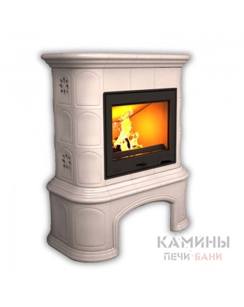 Изразцовый камин Прованс пристенный однотонный А с дровником