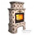 Изразцовый камин Прованс КимрПечь пристенный двухъярусный с дровником Роспись