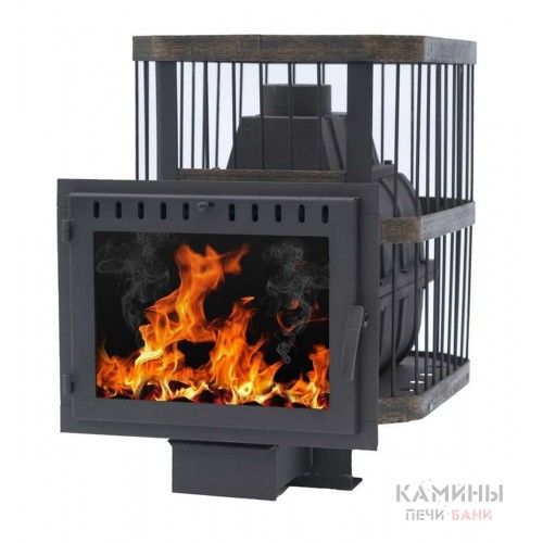 Чугунная банная печь Сибирь-24 с панорамной топочной дверцей Чугунная банная печь Сибирь-24 с панорамной топочной дверцей