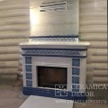 Облицовка камина АСТОВ ПС 800 до полки изразцами Элеганс с росписью