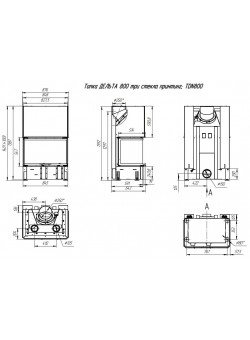 Каминная топка ДЕЛЬТА 800 B три стекла принтинг черный шамот