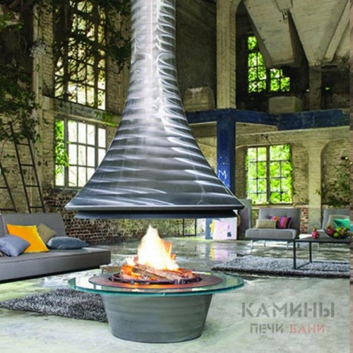 Центральный камин Eva 992 Brute открытый JC Bordelet  Центральный камин Eva 992 Brute открытый JC Bordelet