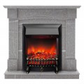 Каминокомплект ANDREA/АЛЬФА Мрамор серый с очагом Электроочаг FOBOS LUX RC/ФОБОС С ПУЛЬТОМ