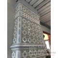 Пристенный изразцовый камин "Элеганс 20x20" в пастельной росписи