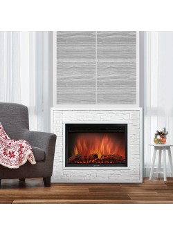 Каминокомплект:Очаг Electrolux EFP/P-3320RLS, портал Loft 30 камень белый, белая эмаль