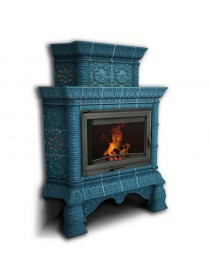 Изразцовый камин Кострома угловой двухъярусный однотонный В