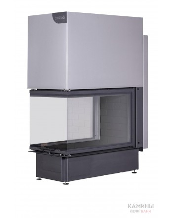Каминная топка ДЕЛЬТА 900 PB три стекла подовое горение принтинг черный шамот