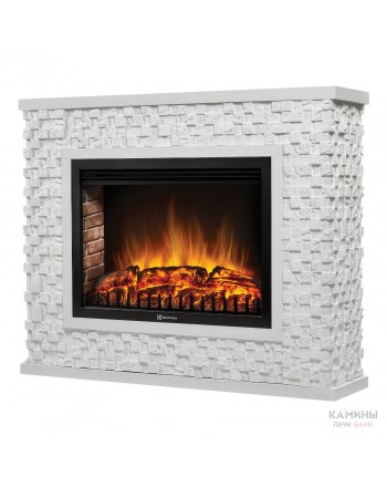 Каминокомплект: Очаг Electrolux EFP/P-3020LS с порталом Quadro 30 камень песчаник античный бел