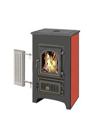 Печь-камин Везувий ПК-01 (270) КРАСНЫЙ с плитой и теплообменником