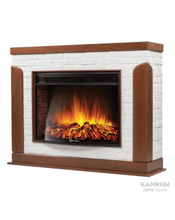Каминокомплект: Очаг Electrolux EFP/P-3020LS, портал Prestigio 30 камень белый, шпон дуб