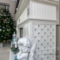 Облицовка камина изразцами Бристоль с росписью Серебром