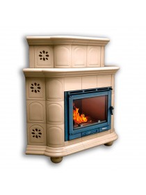 Изразцовый камин Прованс угловой двухъярусный однотонный В