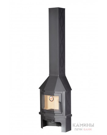 Печь-камин пристенно-угловой компакт Мюнхен (графит)