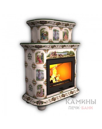 Изразцовый камин Прованс пристенный двухъярусный Художественный