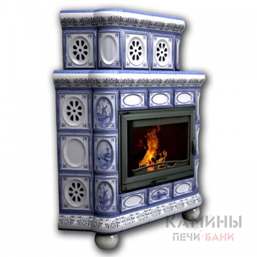 Изразцовый камин Медальон КимрПечь угловой двухъярусный Художественный
