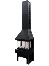 Печь-камин «Панорама» 3 стекла черная