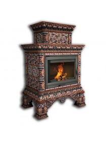 Изразцовый камин Кострома пристенный двухъярусный Роспись
