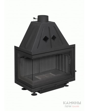Каминная топка Экокамин Альфа 700 LB два стекла левая черный шамот