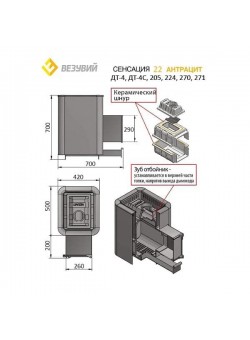 Печь Везувий Сенсация 22 Антрацит (205)