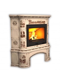 Изразцовый камин Прованс угловой с дровником Художественный