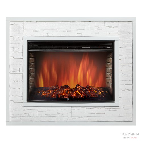 Каминокомплект:Очаг Electrolux EFP/P-3320RLS, портал Loft 30 камень белый, белая эмаль Каминокомплект:Очаг Electrolux EFP/P-3320RLS, портал Loft 30 камень белый, белая эмаль