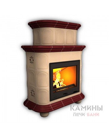Изразцовый камин Прованс пристенный двухъярусный однотонный В