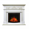Каминокомплект BEETHOVEN/БЕТХОВЕН Белый дуб с золотой патиной с очагом Электроочаг EVRIKA 25.5