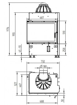 Каминная топка Hoxter ECKA 67/45/51R Правосторонняя