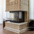 Изразцовый камин АСТОВ П3С 7057 в облицовке «Птицы» 3141