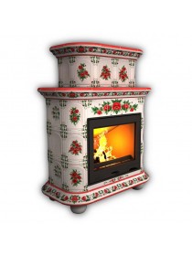 Изразцовый камин Прованс центральный двухъярусный Роспись
