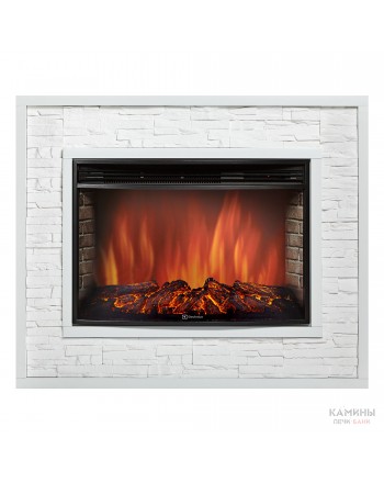 Каминокомплект:Очаг Electrolux EFP/P-3320RLS, портал Loft 30 камень белый, белая эмаль