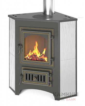 Печь-камин Везувий ПК-01 (220) с конфоркой УГЛОВОЙ, БЕЖЕВЫЙ