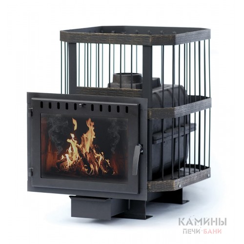 Чугунная банная печь Сибирь-18 с панорамной топочной дверцей Чугунная банная печь Сибирь-18 с панорамной топочной дверцей