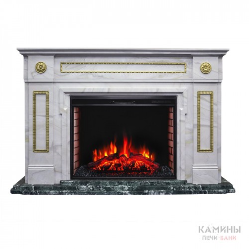 Каминокомплект PRESIDENT/ПРЕЗИДЕНТ Президентский мрамор с очагом Электроочаг EPSILON/ЭПСИЛОН 33