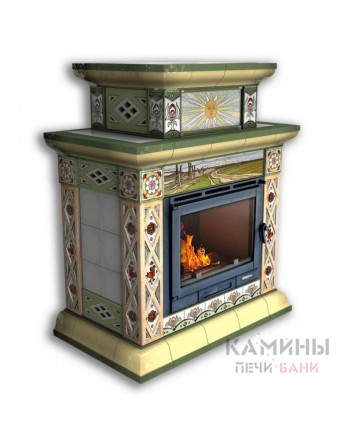 Изразцовый камин Билибин центральный двухъярусный Художественный