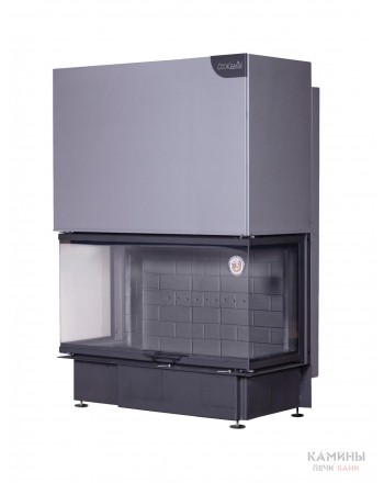 Каминная топка ДЕЛЬТА 1200 B три стекла принтинг черный шамот