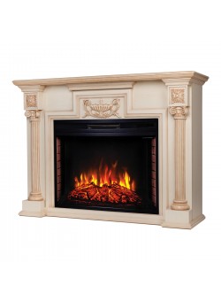 Каминокомплект LONDON/ЛОНДОН Бежевый дуб с бежевой патиной с очагом Электроочаг EPSILON/ЭПСИЛОН 33