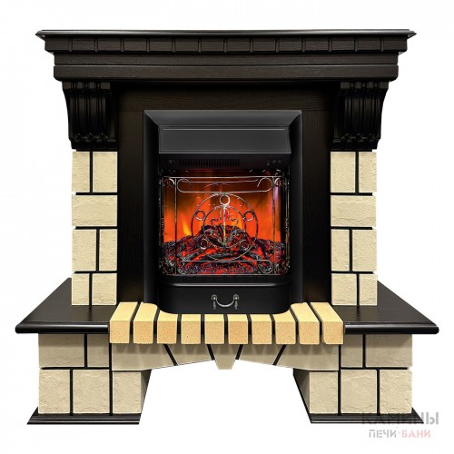 Электрокамин Stone AO с очагом Majestic Lux BL S