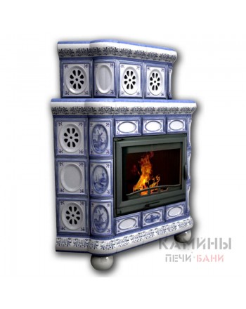 Изразцовый камин Медальон угловой двухъярусный Художественный