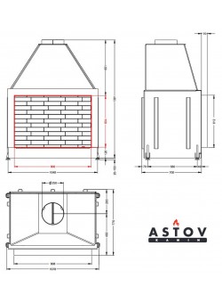 Открытая Каминная топка АСТОВ ОПС 900 У