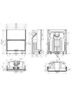 Каминная топка ВЕГА 1200 B принтинг черный шамот подовое горение