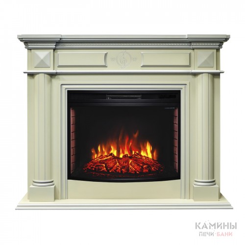 Каминокомплект WAGNER/ВАГНЕР Айс кашемир с серебряной патиной с очагом Электроочаг FIRESPACE/ФАЕРСПЕЙС 33