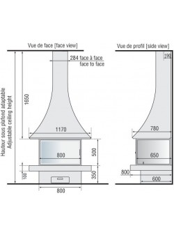 Пристенный закрытый камин Julietta 985 JC Bordelet 