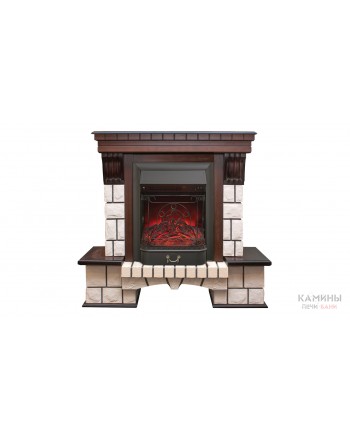 Электрокамин Stone AO с очагом Majestic Lux BL S