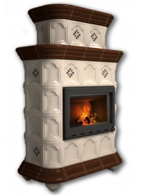Изразцовый камин Истра пристенный двухъярусный однотонный B