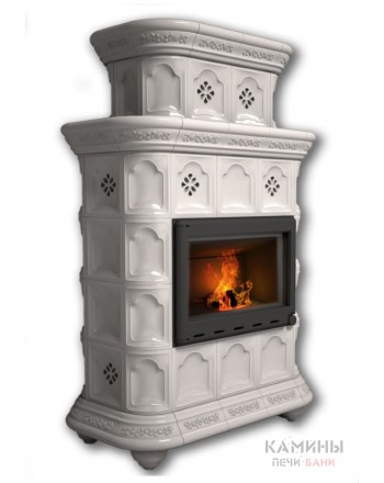 Изразцовый камин Истра пристенный двухъярусный однотонный А